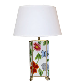 White Flower Lamp with White Shade