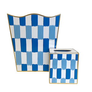 Dana Gibson Checkmate in Blue Wastebasket and Tissue Box