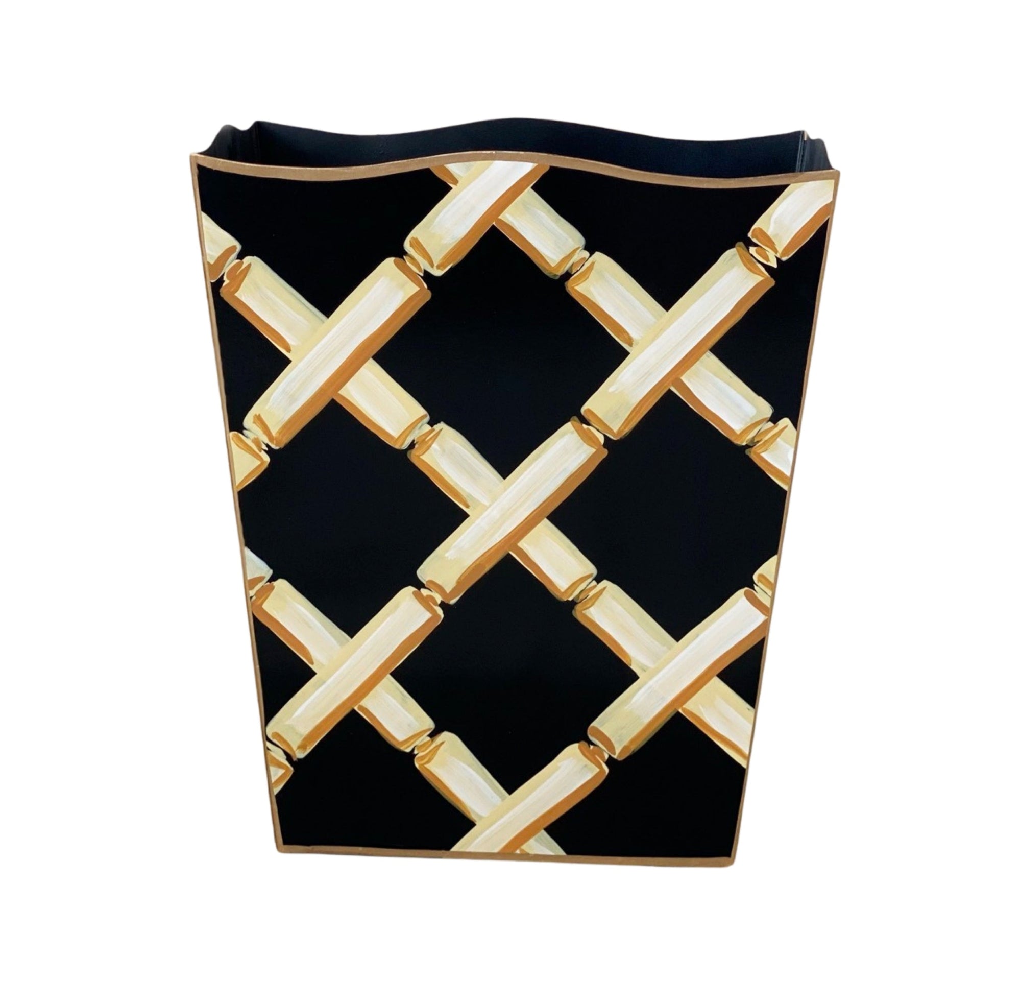 Dana Gibson Bamboo and Leopard Wastebaskets, 2ndQ