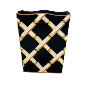 Dana Gibson Cream on Black Bamboo Wastebasket, 2ndQ