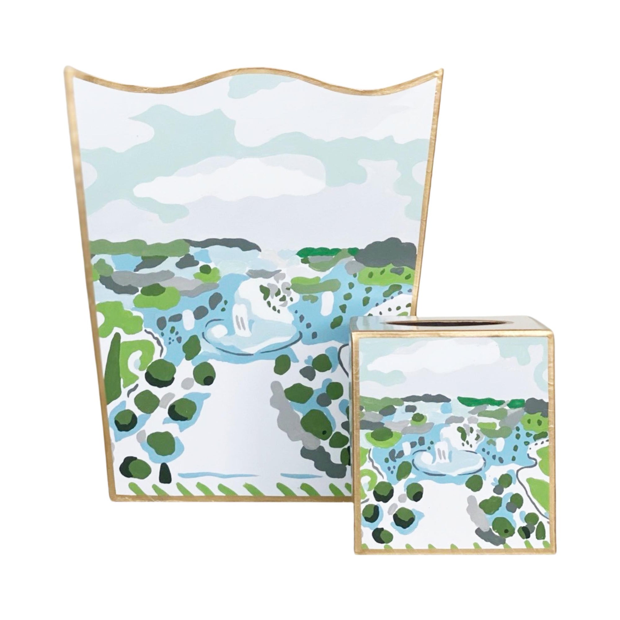 Dana Gibson Versailles Wastebasket and Tissue Box