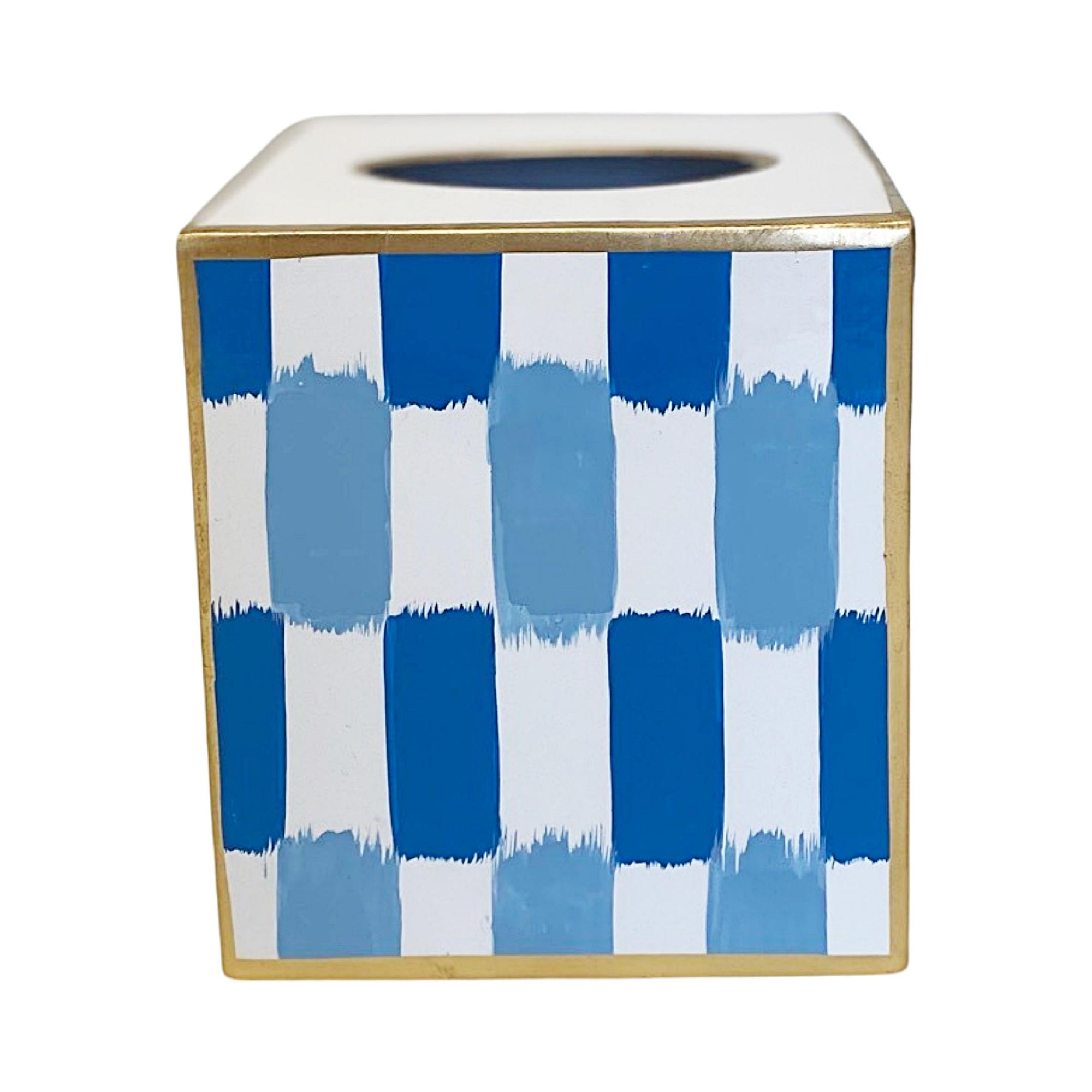 Dana Gibson Checkmate in Blue Wastebasket and Tissue Box, Sold separately