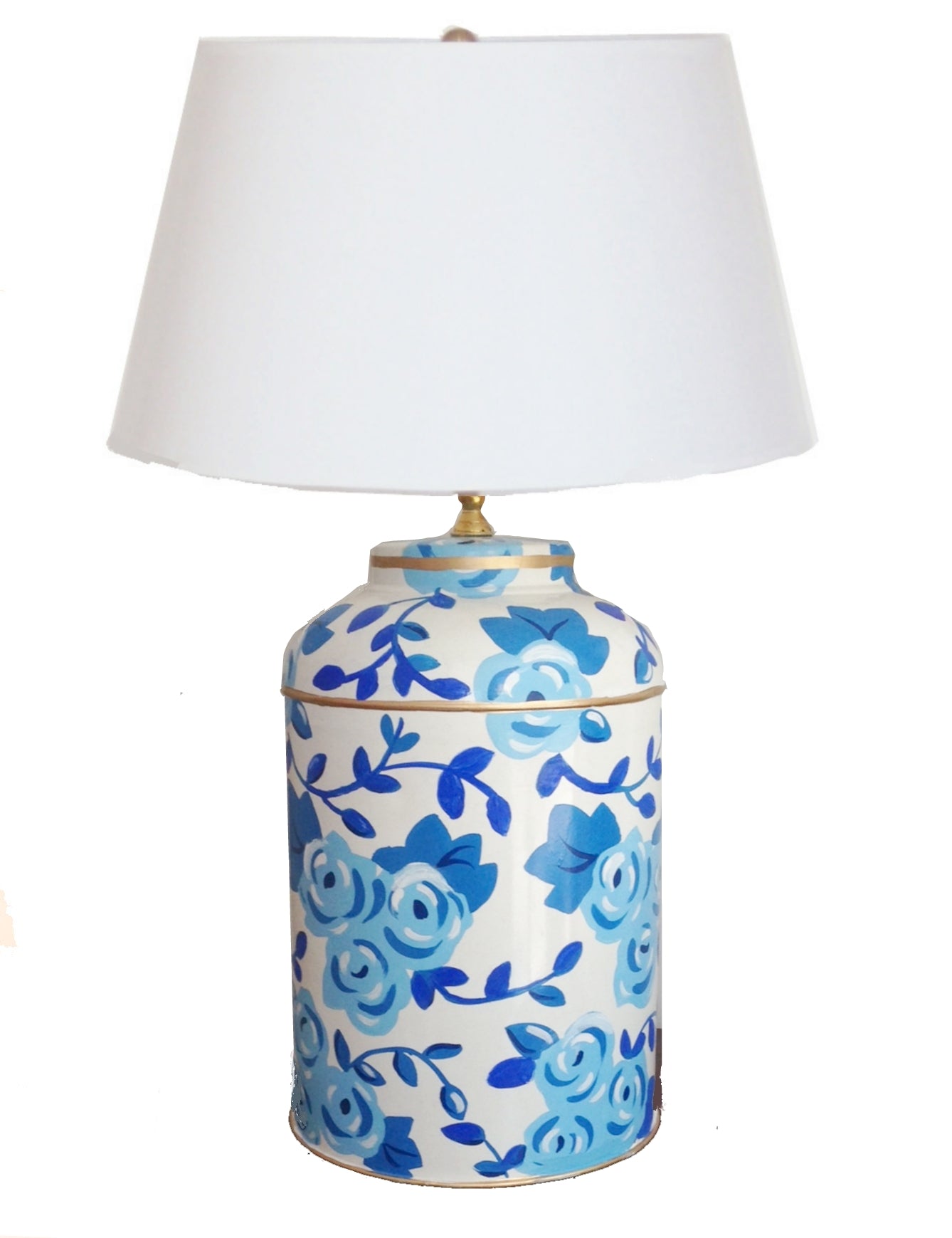Dana Gibson Blue Chintz Tea Caddy Lamp in Small