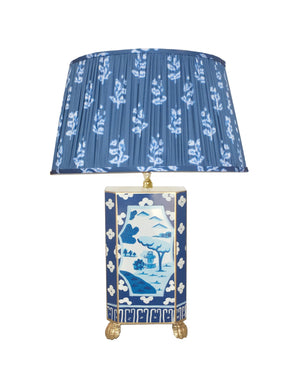 Dana Gibson Canton in Blue Lamp with White Shade, Small