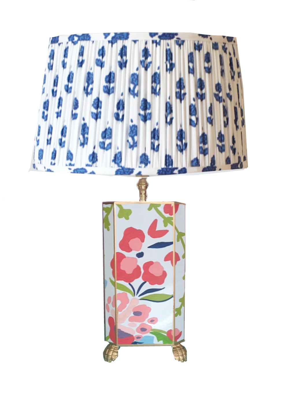 Dana Gibson Chintz Lamp with Blue Fleur Shade