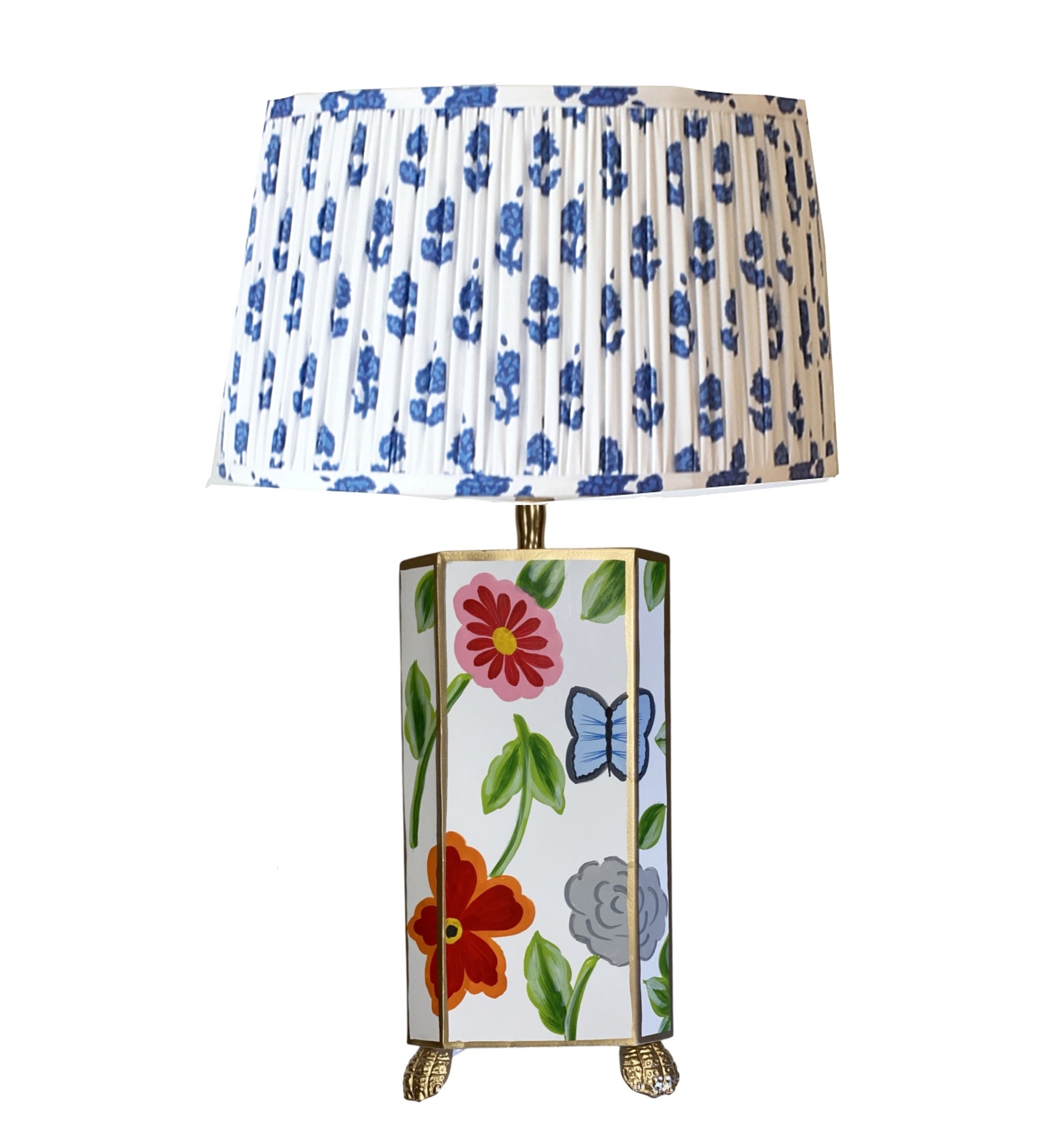 Dana Gibson White Flower Lamp with Blue Fleur Shade (Copy)
