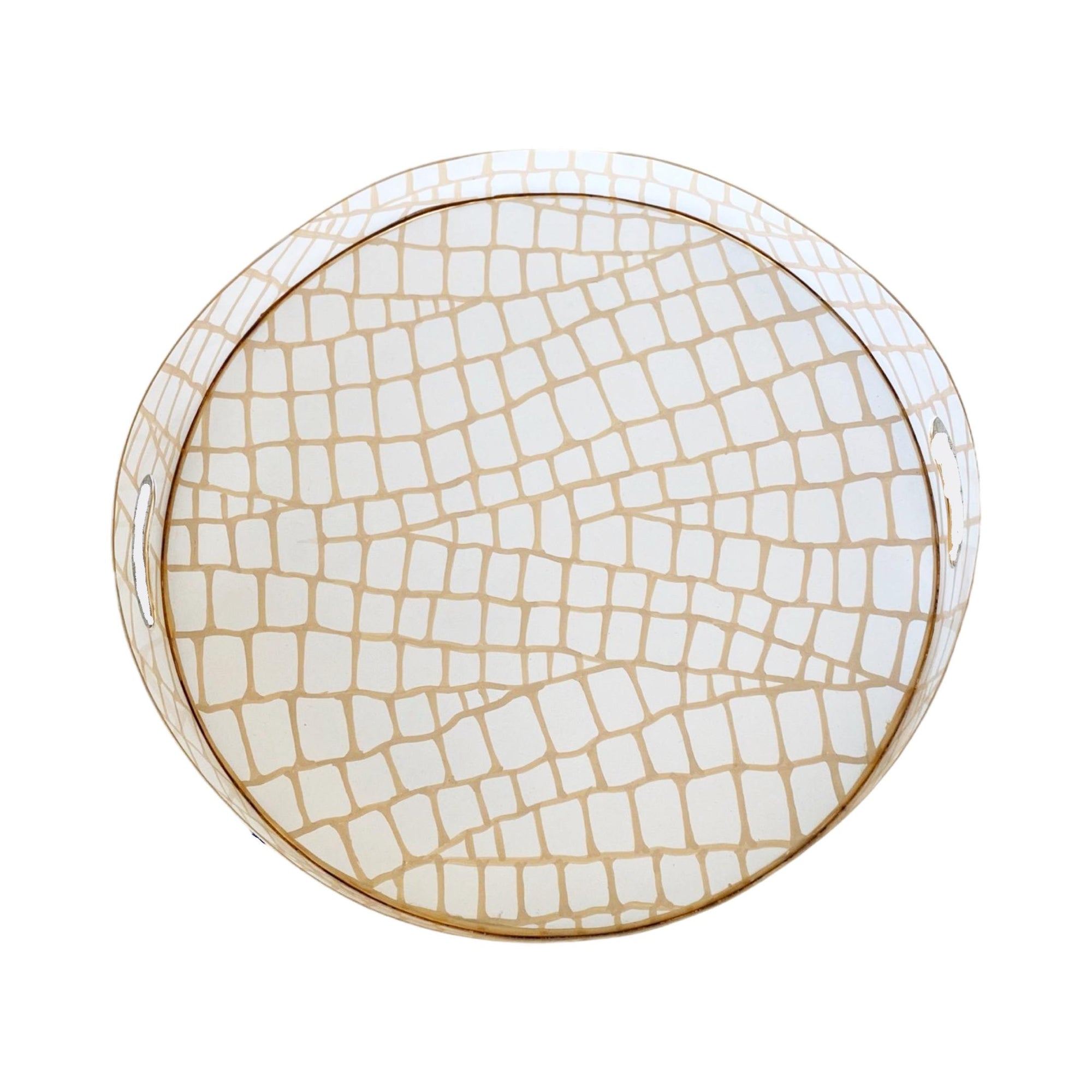 Dana Gibson Round White Croc Tray