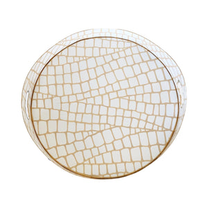 Dana Gibson Round White Croc Tray