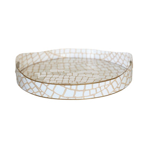 Dana Gibson Round White Croc Tray