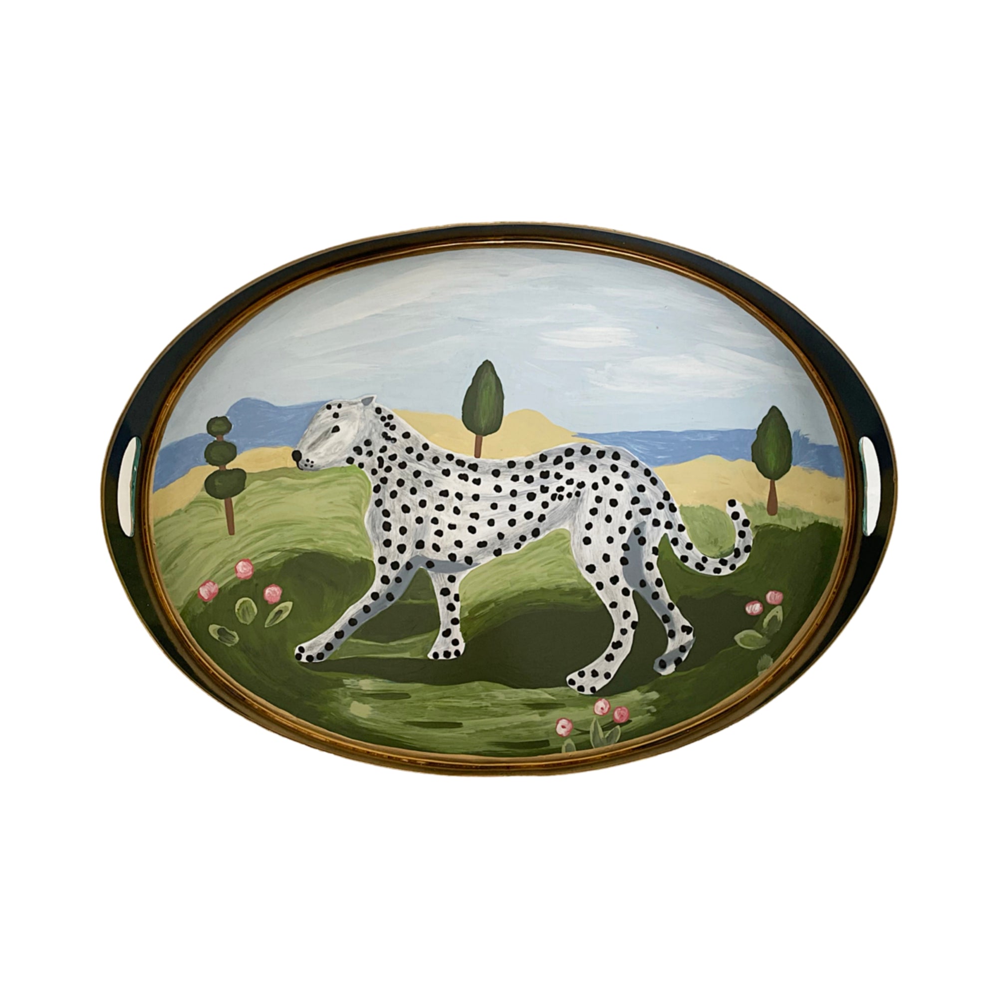 Dana Gibson White Leopard Walking Tray