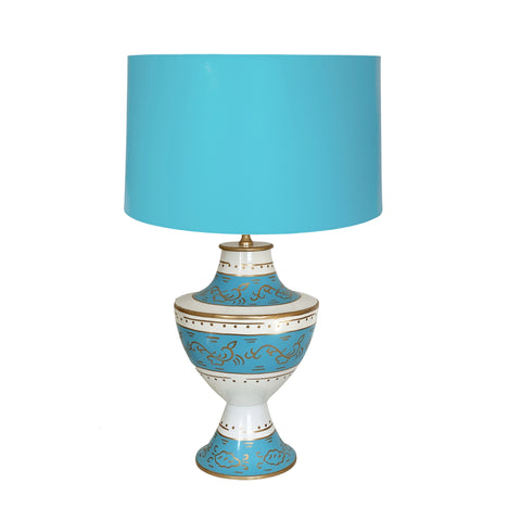 Dana Gibson Klismos Lamp in Jules with painted Solid Turquoise Shade