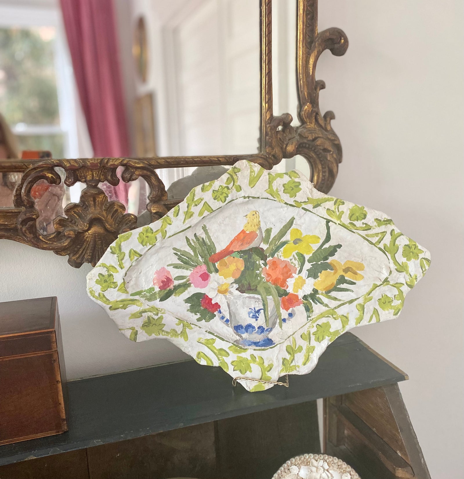 Dana Gibson Floral Still Life with Bird