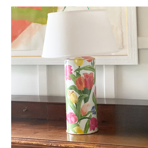 Dana Gibson Hand Painted Dutch  Tulip Lamp