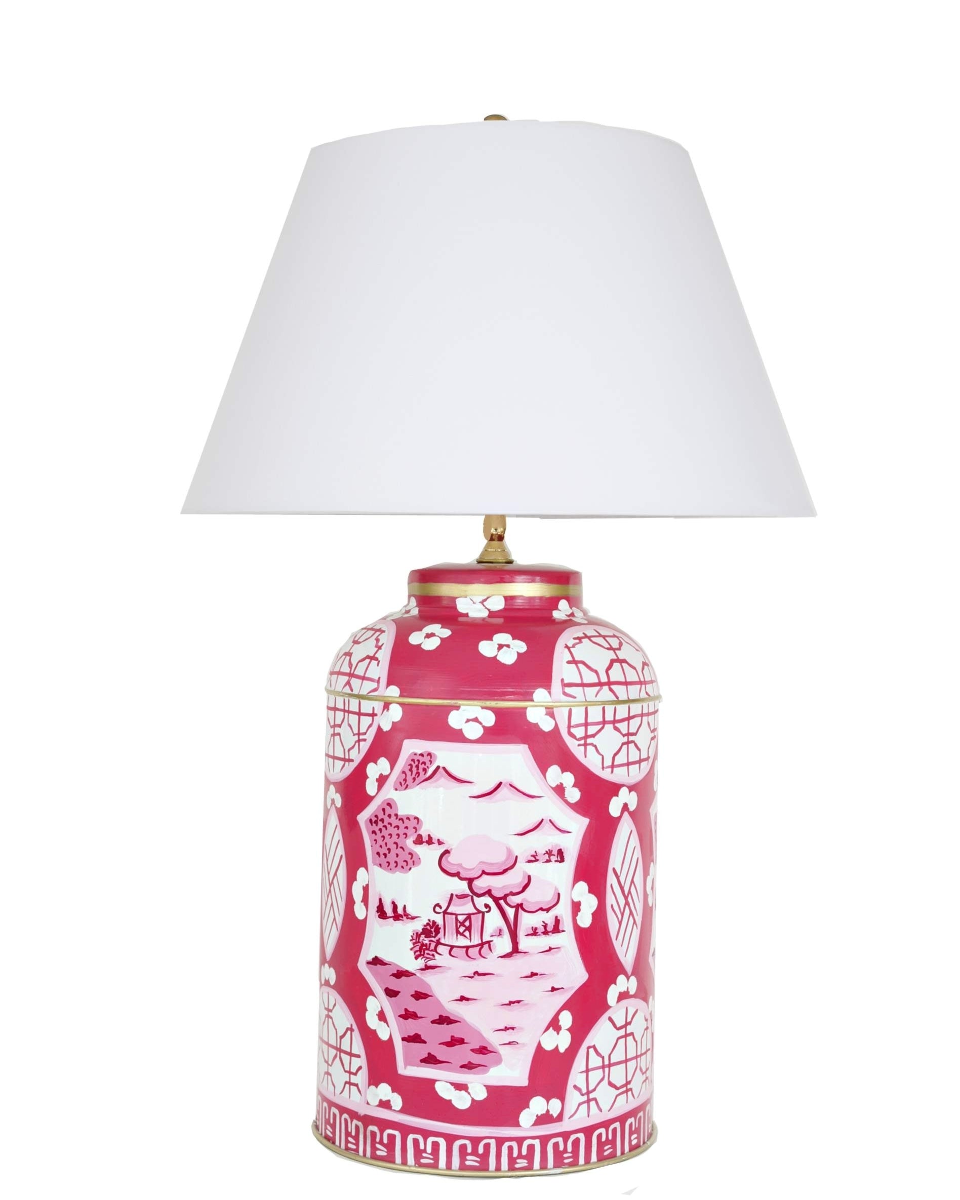 Dana Gibson Pink Canton Tea Caddy Lamp in Small