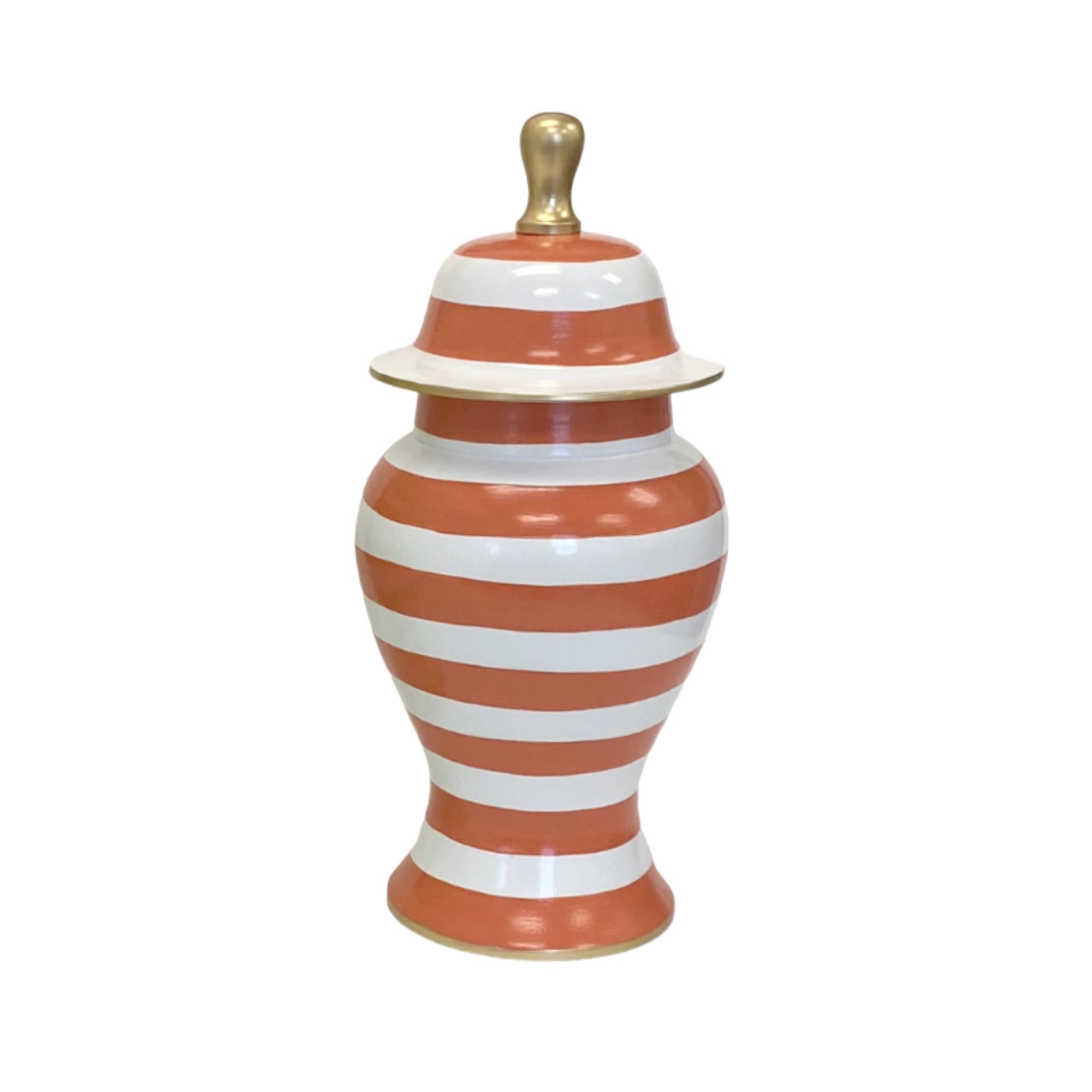 Cammy Stripe Ginger Jar in Navy, Coral, or Green