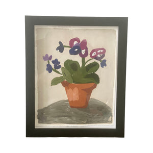 Dana Gibson Potted Plant Series, Primula in Blues and Violet