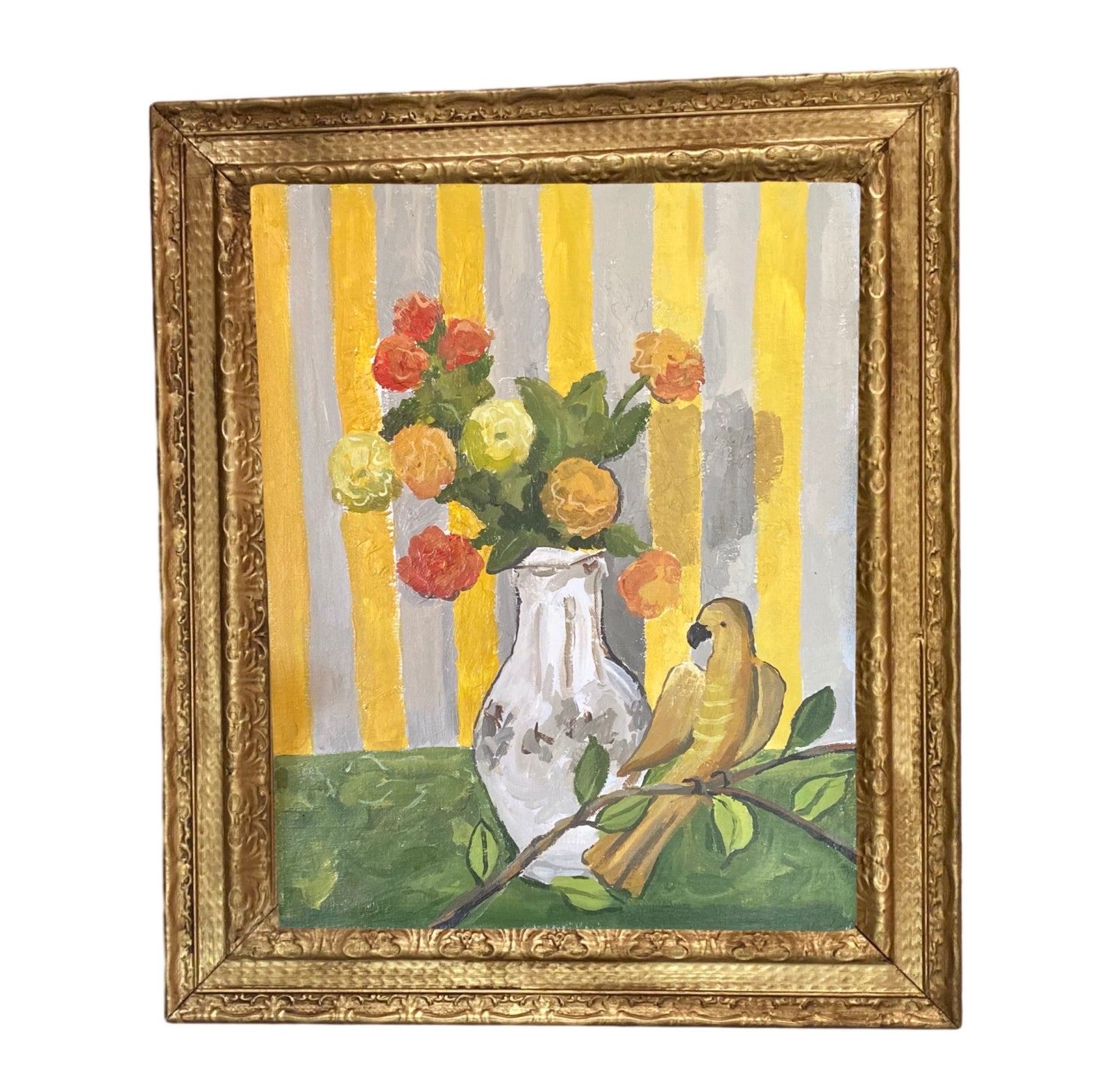 Dana Gibson Marigolds with Parrot, Framed