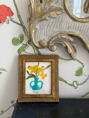 Dana Gibson Turquoise Floral in Vintage Frame