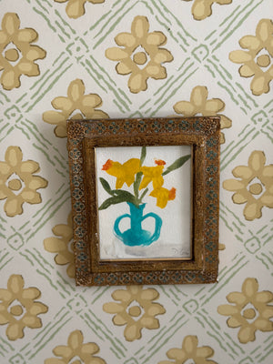 Dana Gibson Turquoise Floral in Vintage Frame
