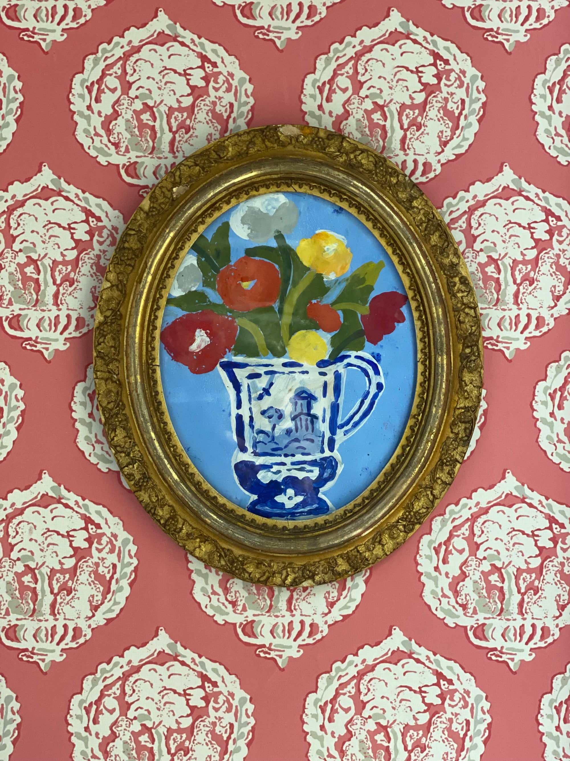 Dana Gibson Blue Vase, Framed