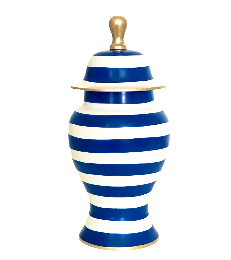 Cammy Stripe Ginger Jar in Navy, Coral, or Green