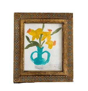 Dana Gibson Turquoise Floral in Vintage Frame