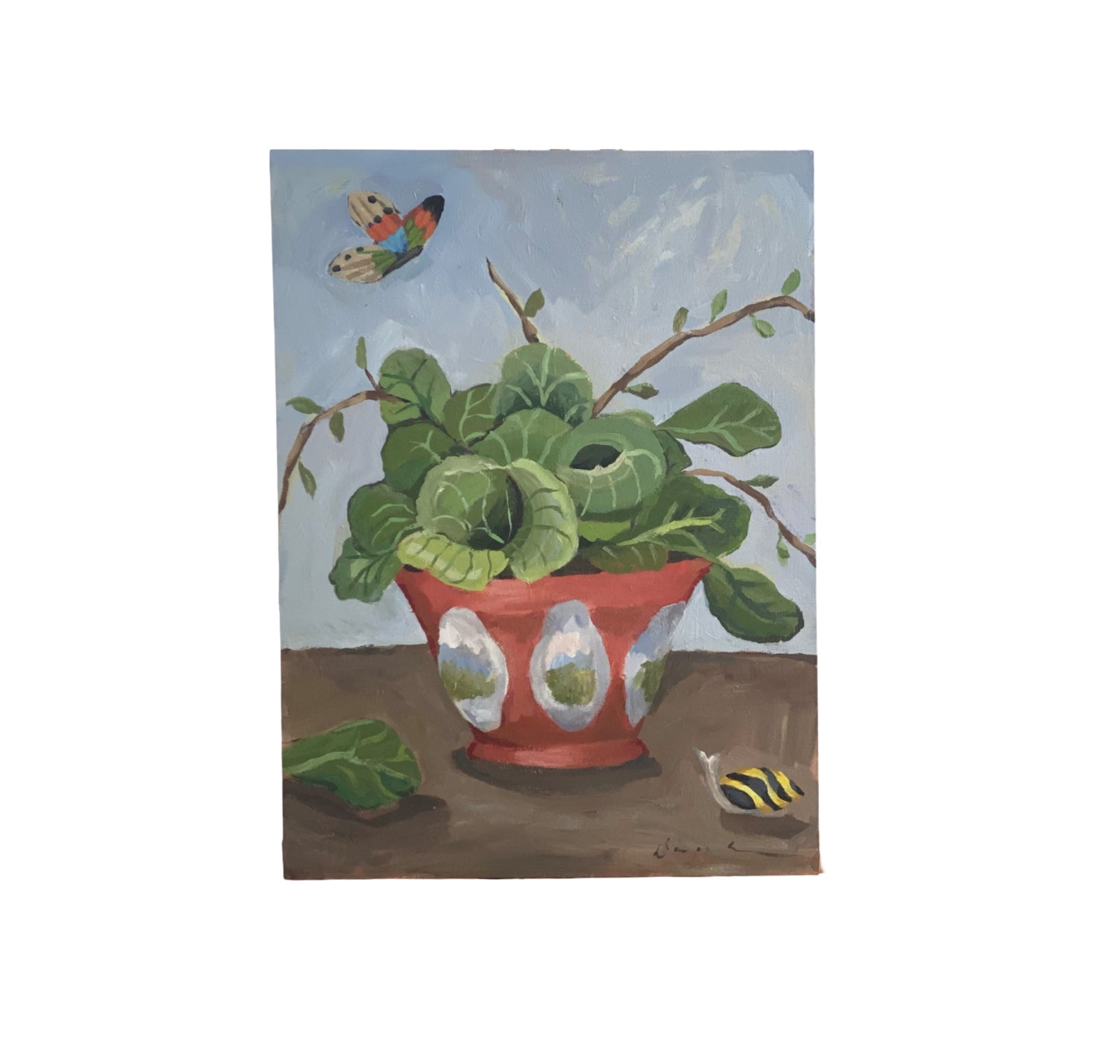 Dana Gibson  Large Cabbage in Cachepot, Unframed