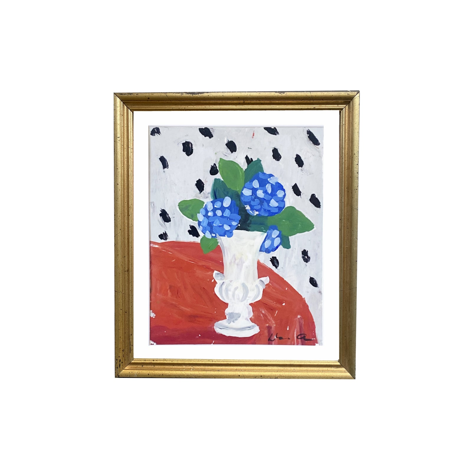 Dana Gibson Hydrangeas on Orange Table