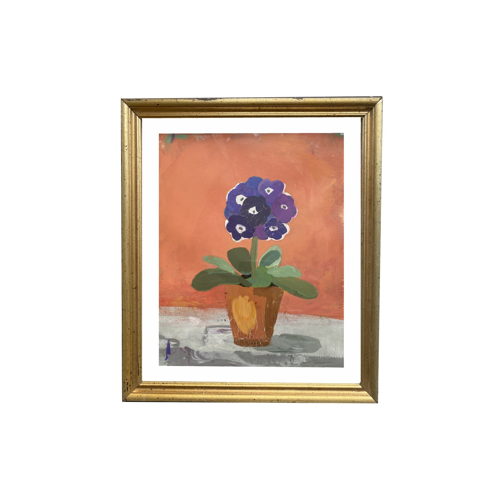 Dana Gibson Primula Study in Orange in Rectangle Frame