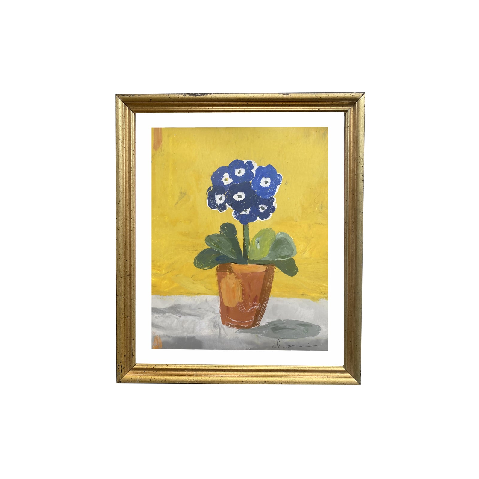 Dana Gibson Primula Study in Yellow in Rectangle Frame