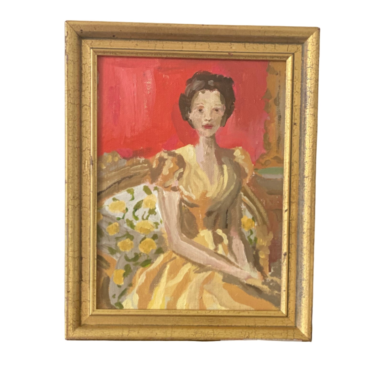 Dana Gibson Seated Woman in Pink, Framed