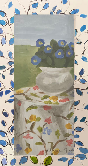 Dana Gibson  Table with Floral Table Cloth