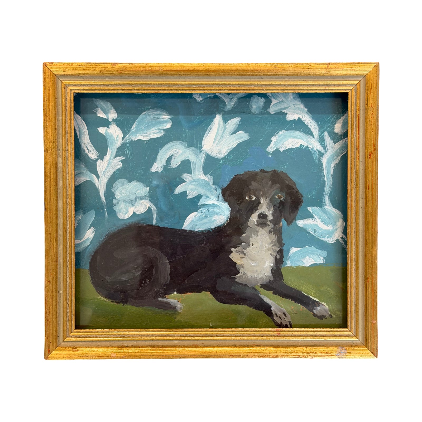 Black Dog in Turquoise Room