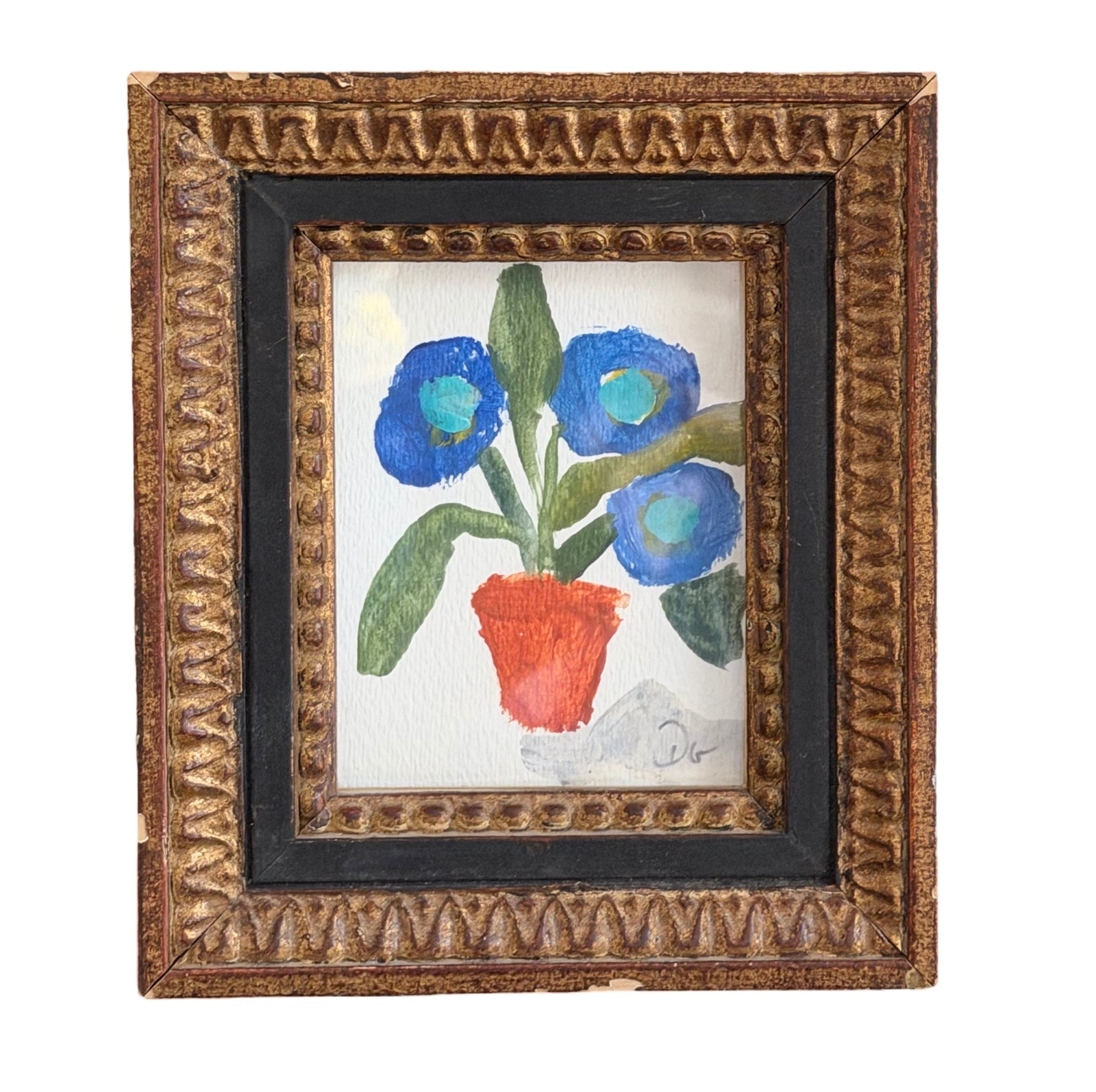 Dana Gibson Blue Floral in Vintage Frame