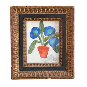 Dana Gibson Blue Floral in Vintage Frame