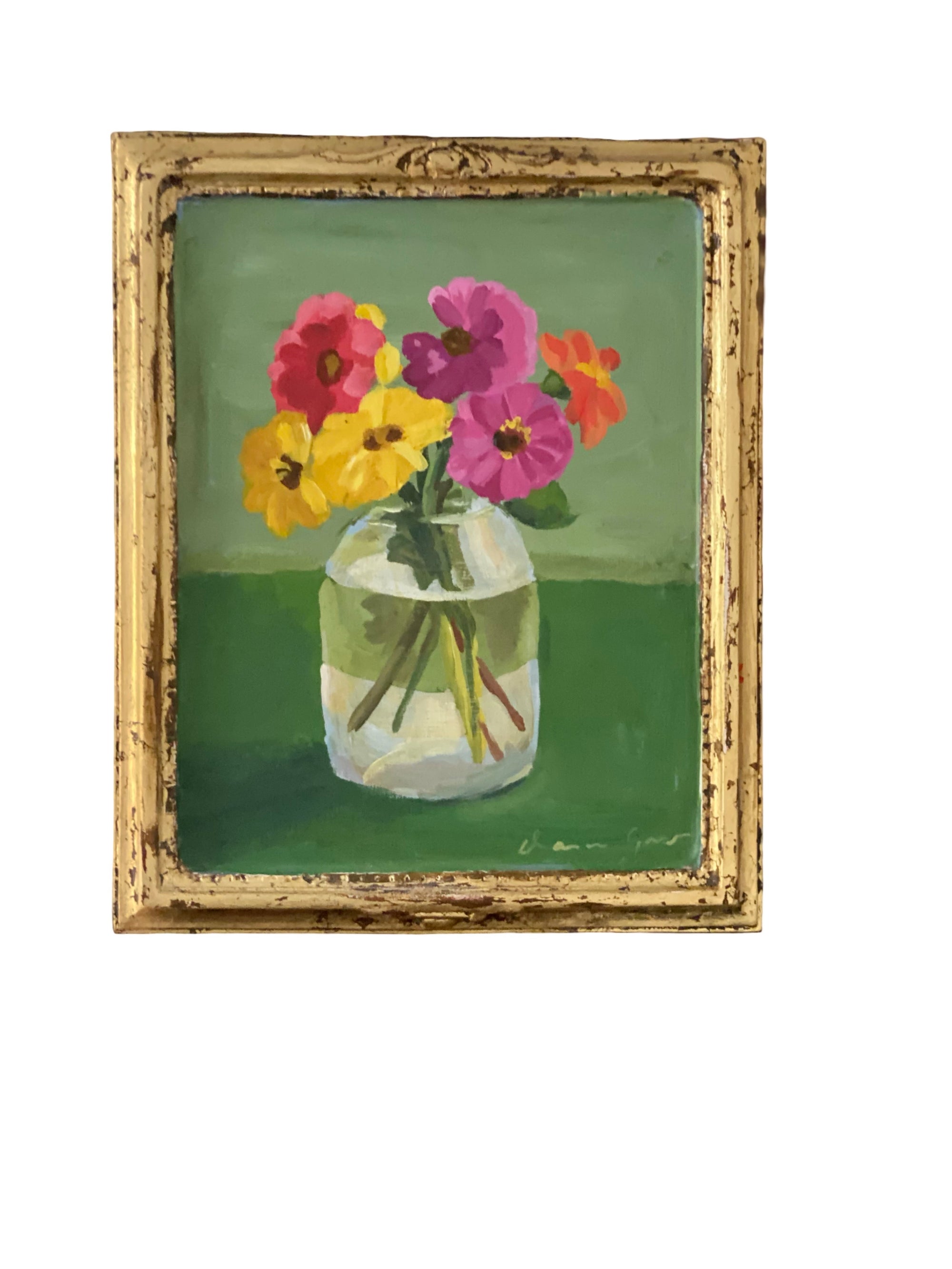 Dana Gibson Zinnias on Point