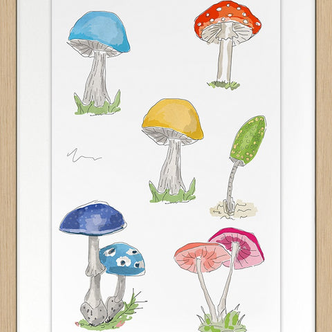 Dana Gibson Mushroom 2, Oak or White Frame