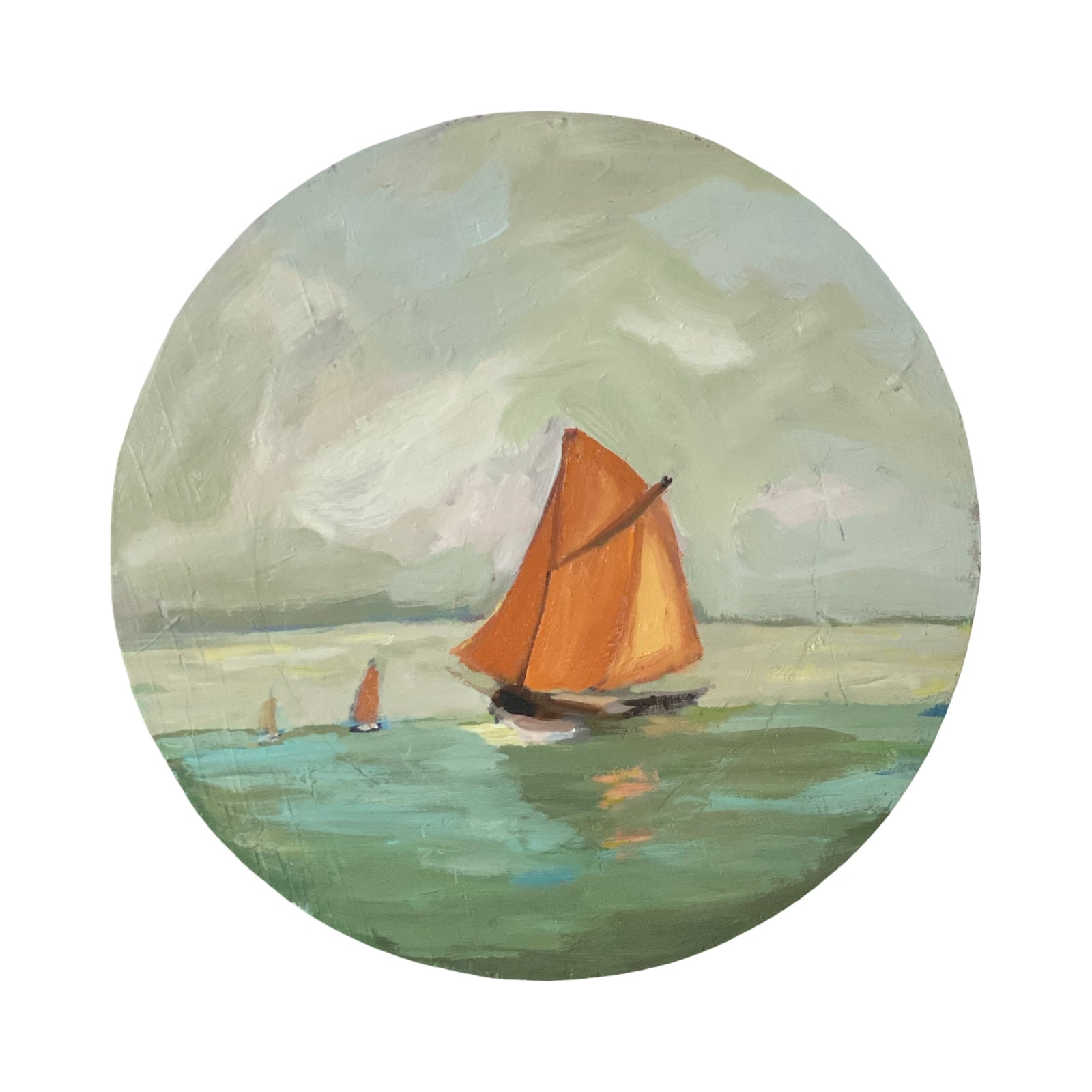 Dana Gibson Sailing Ship on Round Board