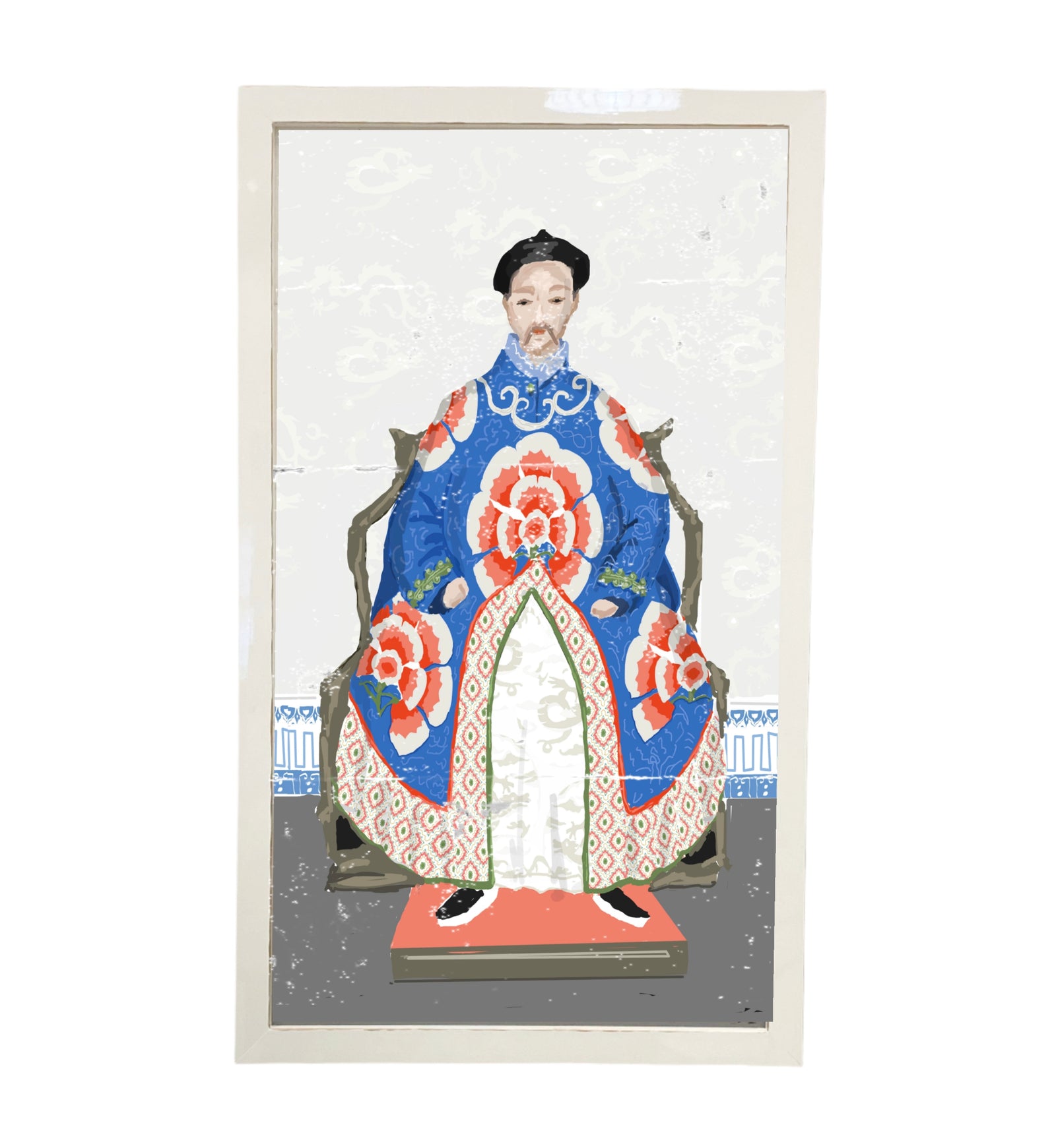 Dana Gibson Gilded Threads in Blue, Gilt White Frame