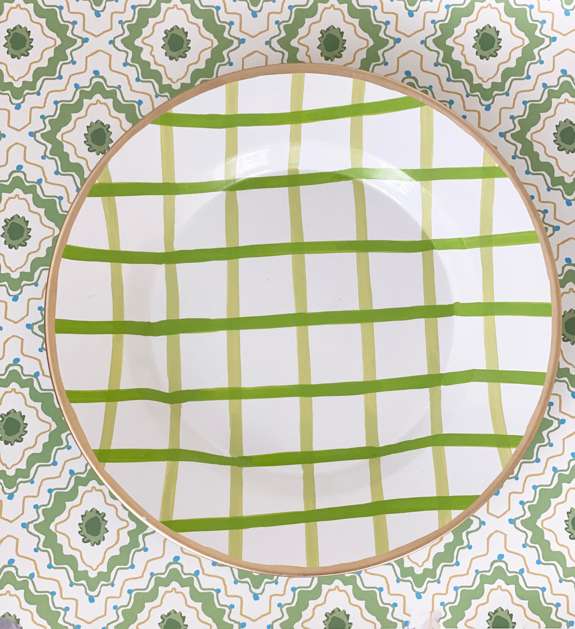 Dana Gibson Bowl in Green Window Pane