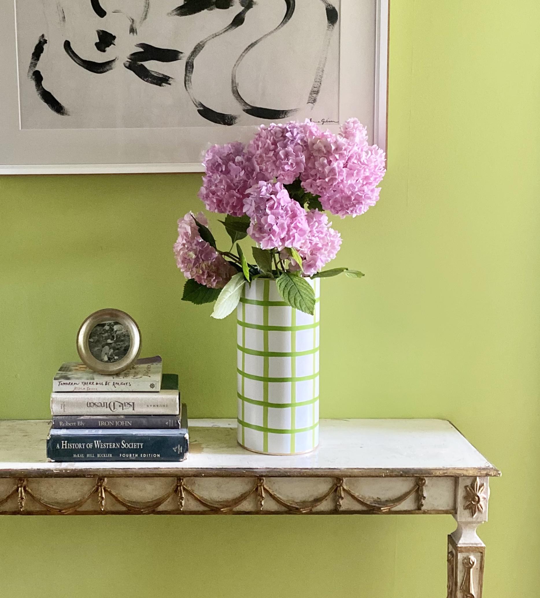 Dana Gibson Tall Vase in Green Window Pane