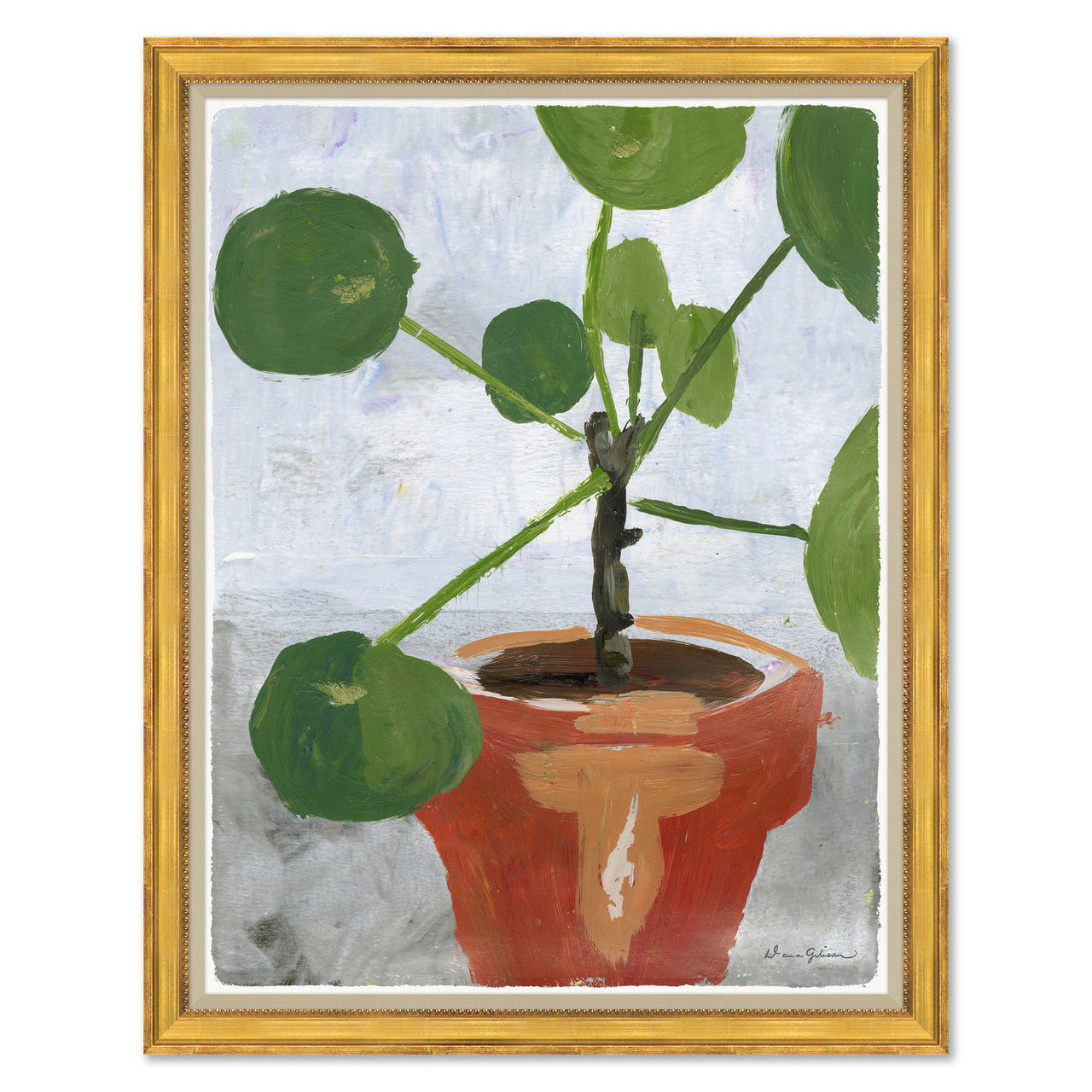 money tree oil painting Dana Gibson Money Plant Art Print Tall Stalk DG-24-0405A