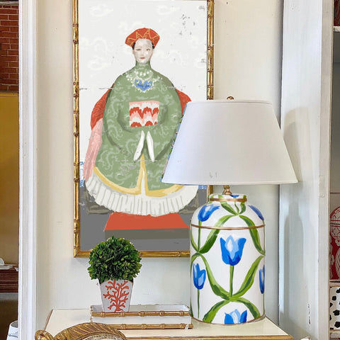 Dana Gibson Gilded Threads in Green, Framed in Gilt Bamboo