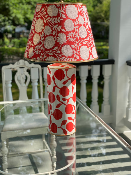 Dana Gibson Hand Painted Isolde Lamp in Coral