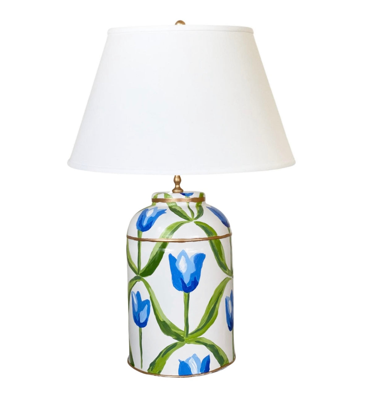 Blue Tulip in White Tea Caddy Lamp