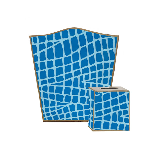 Dana Gibson Blue Croc Wastebasket