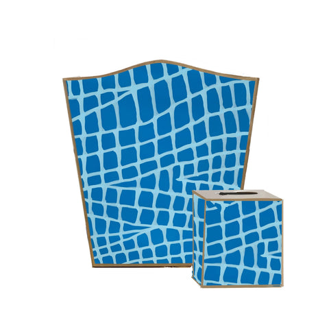 Dana Gibson Blue Croc Wastebasket