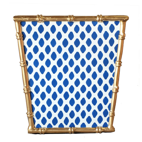 Dana Gibson Bamboo Wastebasket and Tissue Box in Navy Parsi