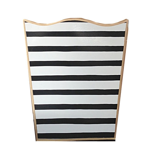 Dana Gibson Black Penstripe Wastebasket, Tissue Box