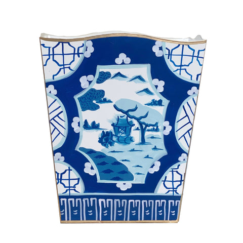 Dana Gibson Canton in Blue Wastebasket and Tissue Box